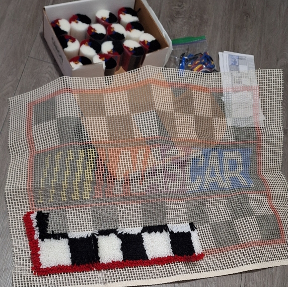 Nascar Latch Hook Kit #NC 5504Small Rug 20" x 30" Rug Started - Picture 3 of 7